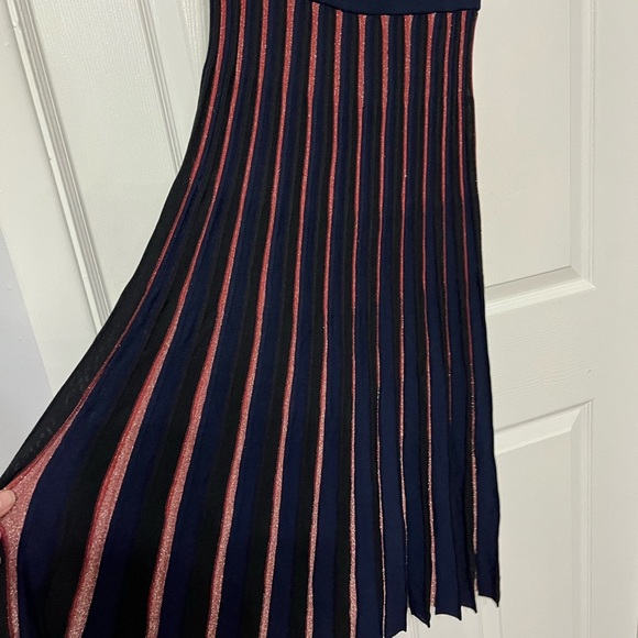 Marine Layer Penny Pleated sweater knit Midi Skirt in Rainbow stripe sparkle XS - Picture 3 of 6
